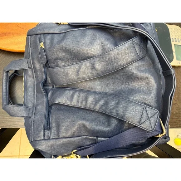 Lily Jade Anna Navy Blue Vegan Leather Diaper Bag Backpack Crossbody Tote - Picture 5 of 17